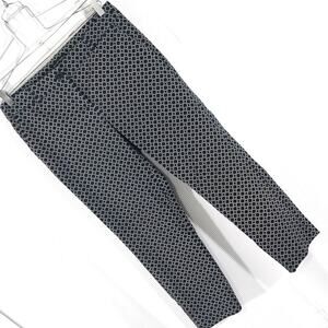 HILARY RADLEY! ORNATE MICROPRINT, BLACK & WHITE STRETCH MIDRISE PANTS! SZ 8